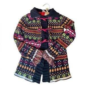 Maggie & Zoe Girls Knit Cardigan Sweater Size 5 – Multicolor Fair Isle Floral